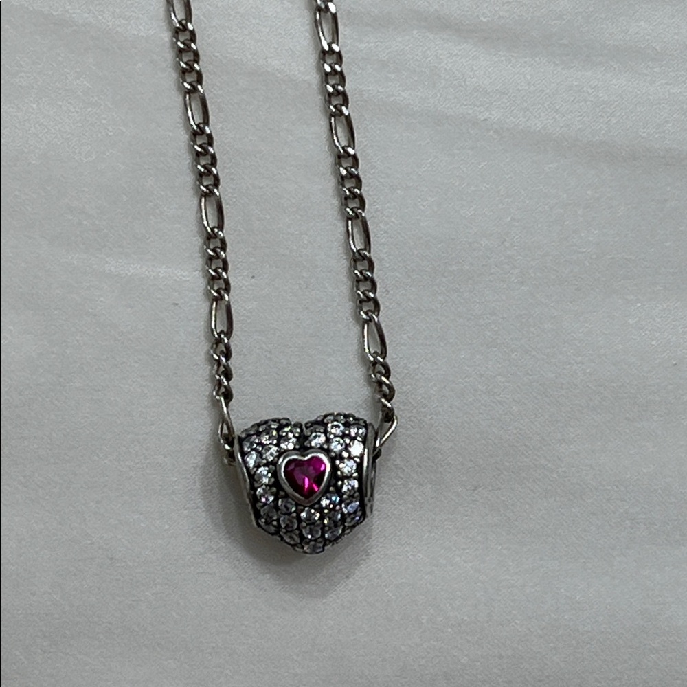 PANDORA SS red HEART and clear crystal pendant (spacer charm). NWOT. - Picture 3 of 8